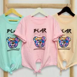 BR23175 - KAOS CROP TEE TALI BEAR - Biru Muda