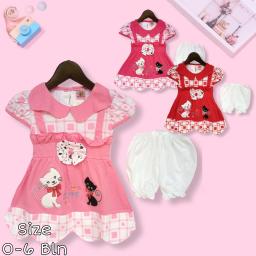 BR23179-3 - SET DRESS BAYI CAT CUTE PDM - Merah