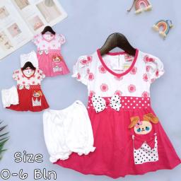 BR23214-3 - SET DRESS BAYI BUNNY PDM - Merah