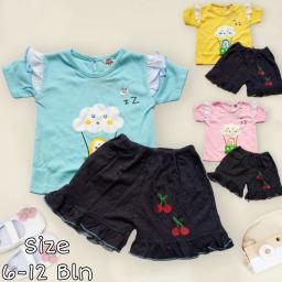 BR23216-1 - SETELAN BAYI PEREMPUAN PDM - Biru