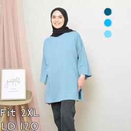 BR23263 - KAOS POLOS BIRU MUDA LENGAN 7/8 TSHIRT TUMBLR TEE SIZE 2XL