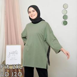 BR23305 - KAOS POLOS HIJAU SAGE LENGAN 7/8 TSHIRT TUMBLR TEE SIZE 2XL