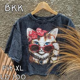BR23307 - CAT LENGAN 3/4 IMPORT BKK TSHIRT TUMBLR TEE HITAM SIZE XL