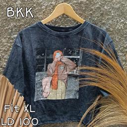 BR23309 - GIRL LENGAN 3/4 IMPORT BKK TSHIRT TUMBLR TEE HITAM SIZE XL
