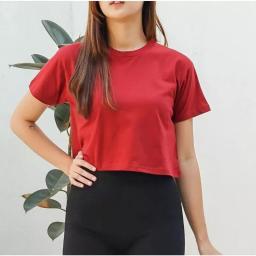 BR23310 - KAOS CROP TEE POLOS MERAH