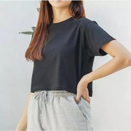 BR23312 - KAOS CROP TEE POLOS HITAM