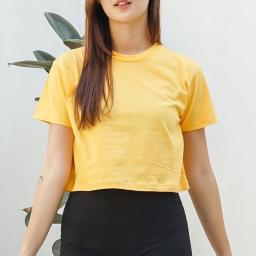 BR23317 - KAOS CROP TEE POLOS KUNING