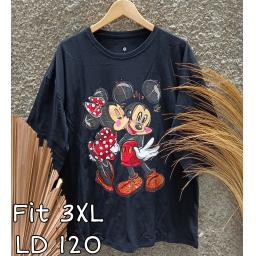 BR23344 - MICKEY TSHIRT TUMBLR TEE HITAM LENGAN 7/8 SIZE 3XL