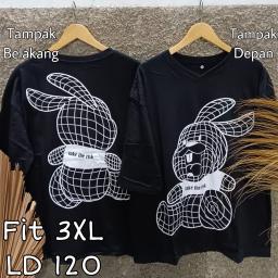 BR23348 - BEAR TSHIRT TUMBLR TEE HITAM LENGAN 7/8 SIZE 3XL