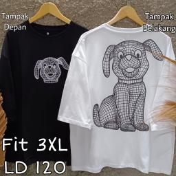 BR23377-2 - DOG TSHIRT TUMBLR TEE LENGAN 7/8 SIZE 3XL - Putih