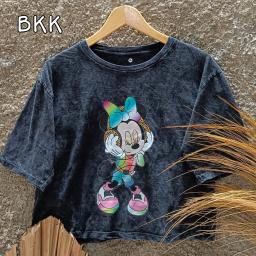 BR23379 - MICKEY LENGAN 3/4 IMPORT TSHIRT TUMBLR TEE HITAM SIZE XL