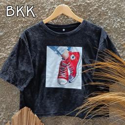 BR23380 - SHOES LENGAN 3/4 IMPORT BKK TSHIRT TUMBLR TEE HITAM SIZE XL