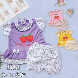 BR23383 - SET DRESS BAYI STRAWBERRY PDM - Kuning