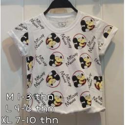 BR23389-2 - MICKEY PUTIH KAOS ANAK TSHIRT TUMBLR TEE - Size L