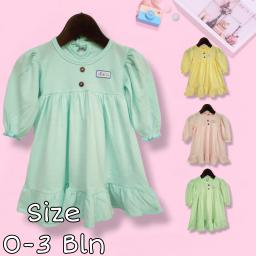 BR23414-3 - DRESS BAYI POLOS LENGAN PANJANG LM3 - Peach