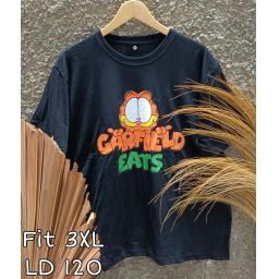 BR23432 - GARFIELD TSHIRT TUMBLR TEE HITAM SIZE 3XL