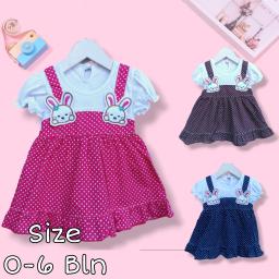 BR23439-3 - DRESS BAYI PEREMPUAN BUNNY PDM - Navy