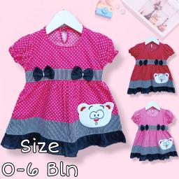 BR23442 - DRESS BAYI PEREMPUAN BEAR PITA PDM - Fanta