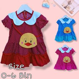 BR23443 - DRESS BAYI PEREMPUAN DUCK POLKADOT PDM - Maroon