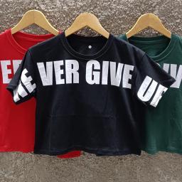 BR23451 - KAOS CROP TEE NEVER - Hitam