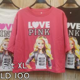 BR23452 - LOVE GIRL LENGAN 3/4 TSHIRT TUMBLR TEE SIZE XL - Putih