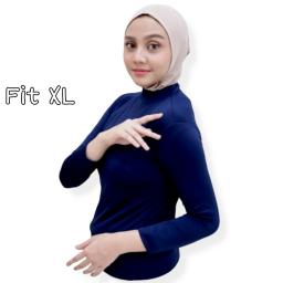 BR23456 - KAOS POLOS NAVY LENGAN PANJANG TURTLE NECK SIZE XL