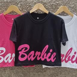 BR23475 - KAOS CROP TEE MOTIF BARBIE 2 - Putih