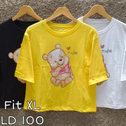 BR23488 - BEAR LENGAN 3/4 TSHIRT TUMBLR TEE SIZE XL - Hitam