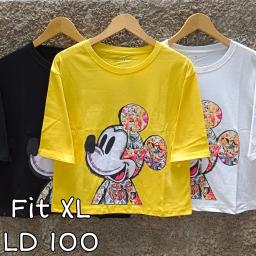 BR23490 - MICKEY LENGAN 3/4 TSHIRT TUMBLR TEE SIZE XL - Hitam