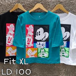 BR23491 - MICKEY LENGAN 3/4 TSHIRT TUMBLR TEE SIZE XL - Hitam