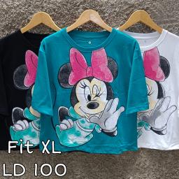BR23492 - MINNIE LENGAN 3/4 TSHIRT TUMBLR TEE SIZE XL - Hitam