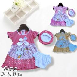BR23501-3 - SET DRESS BAYI RABBIT PDM - Kuning