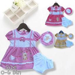 BR23502-2 - SET DRESS BAYI BEAR PDM - Peach