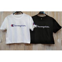 BR23556-2 - KAOS CROP TEE CHAMPION - Hitam