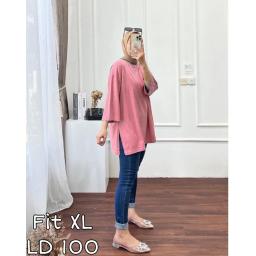 BR23564 - KAOS POLOS DUSTY LENGAN 7/8 TSHIRT TUMBLR TEE SIZE XL