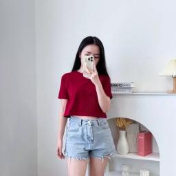 BR23567 - KAOS CROP TEE POLOS MAROON SIZE M