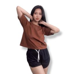 BR23575 - KAOS CROP TEE POLOS CINNAMON SIZE M