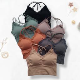BR23586-1 - BRA WANITA RENDA 15655 TALI KECIL 2 SILANG PDM - Hitam