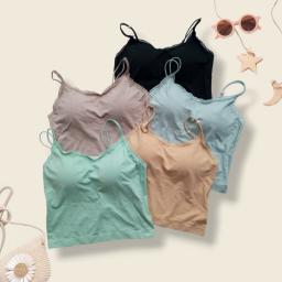 BR23587-1 - TANKTOP BRA WANITA 16535 RENDA TALI KECIL MUTIARA PDM - Hitam