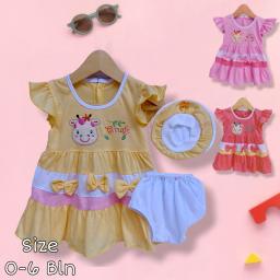 BR23592-2 - SETELAN DRESS BAYI GIRRAFE PDM - Peach