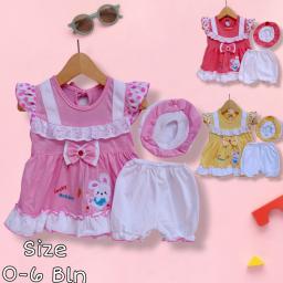 BR23593-1 - SETELAN DRESS BAYI RABBIT PDM - Pink