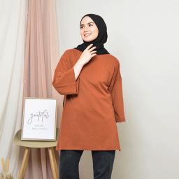 BR23602 - KAOS POLOS CINNAMON LENGAN 7/8 TSHIRT TUMBLR TEE SIZE 2XL