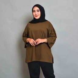 BR23603 - KAOS POLOS TOFFE LENGAN 7/8 TSHIRT TUMBLR TEE SIZE 2XL