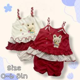 BR23610-2 - SET DRESS BAYI RABBIT YUKENSI LENGAN TALI - PDM - Maroon