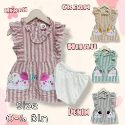 BR23614 - DRESS BAYI CAT SALUR TALI PDM - Merah