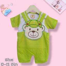 BR23681 - JUMPSUIT ANAK BEAR TOPI HIJAU STABILO