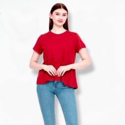 BR23707 - KAOS POLOS RUMBAI MERAH LENGAN PENDEK - L
