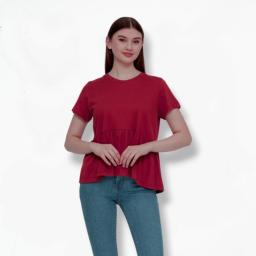 BR23708-2 - KAOS POLOS RUMBAI MAROON LENGAN PENDEK - XL