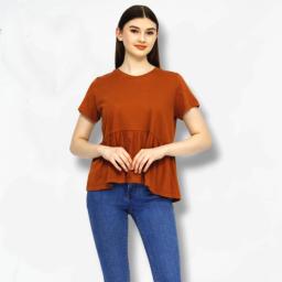 BR23711 - KAOS POLOS RUMBAI CINNAMON LENGAN PENDEK - L