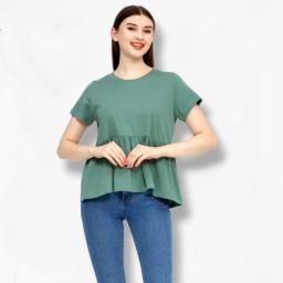 BR23712 - KAOS POLOS RUMBAI MINERAL GREEN LENGAN PENDEK - XL